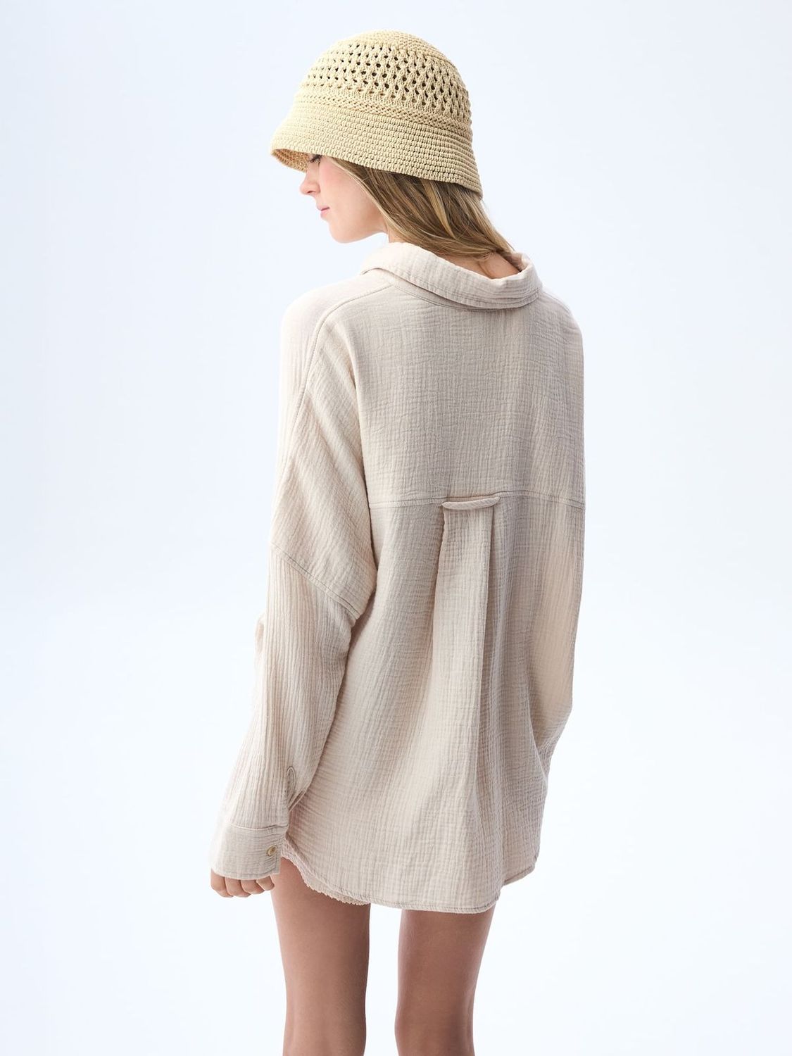 Camisa Mujer Americanino Manga Larga Con Textura