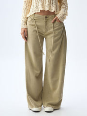 Pantalón Mujer Americanino Amplio Con Pinzas