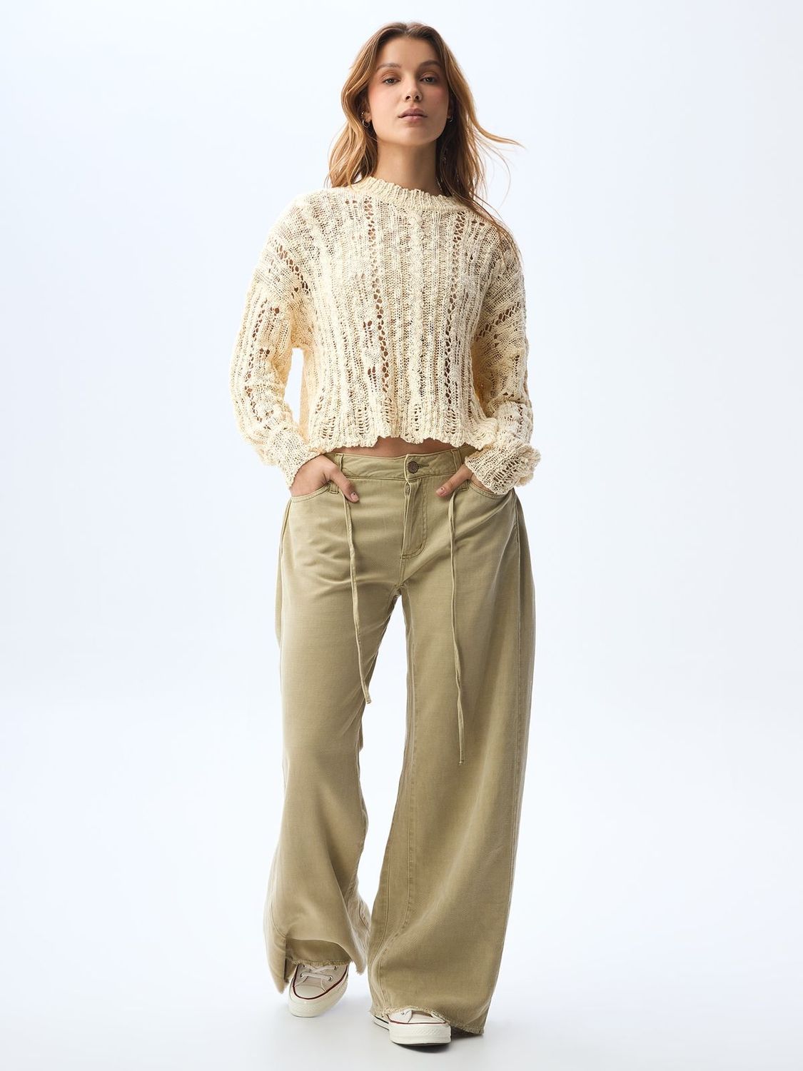 Jean Mujer Americanino Amplio Con Pinzas